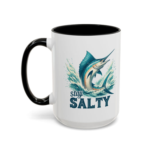 Stay Salty Swordfish Ceramic Coffee Mug 15oz, Fishing, Fisherman Mug Cup