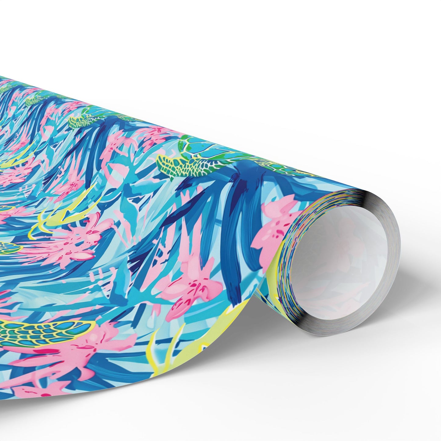 Gift Wrap Tropical Floral Sea Turtle Wrapping Paper, Vibrant Gift Wrap, Eco-Friendly Wrapping, Birthday, Holiday, Party Decor