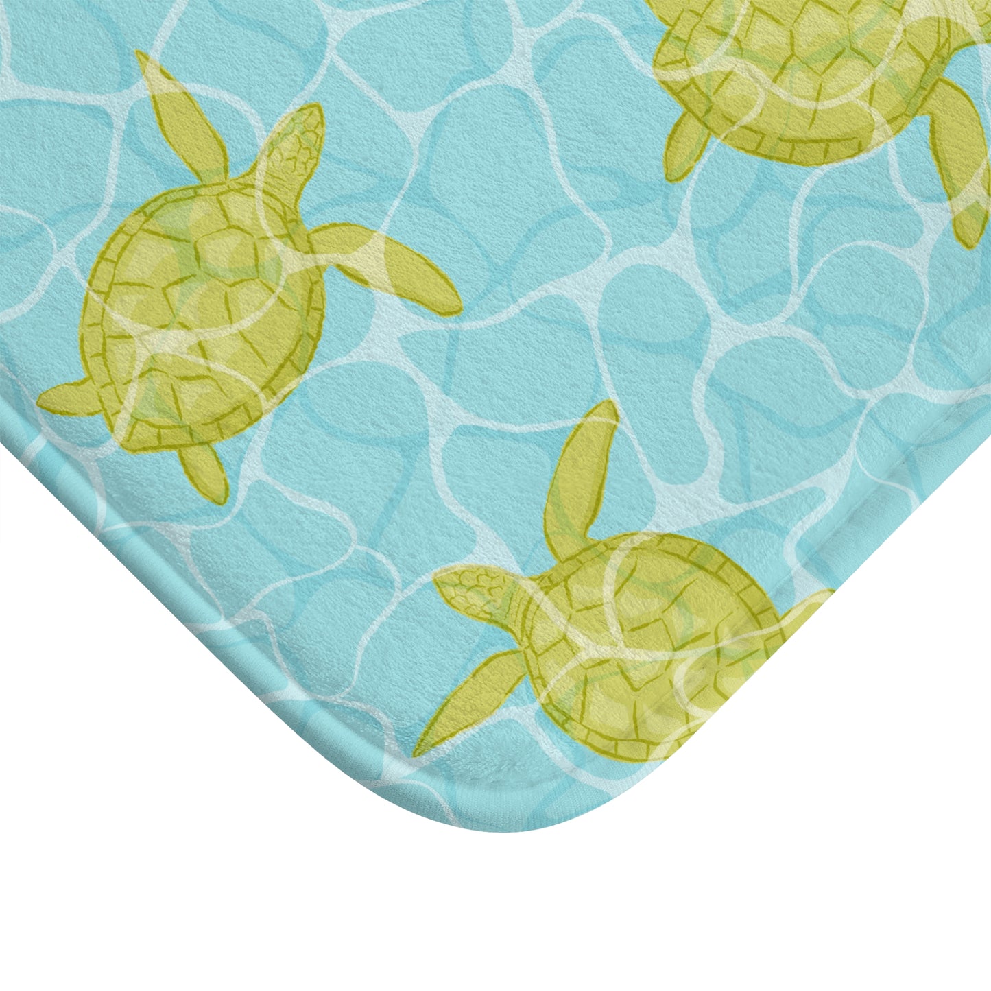 Sea Turtle Bath Mat — Tropical Pool Pattern, Coastal Bathroom Accent