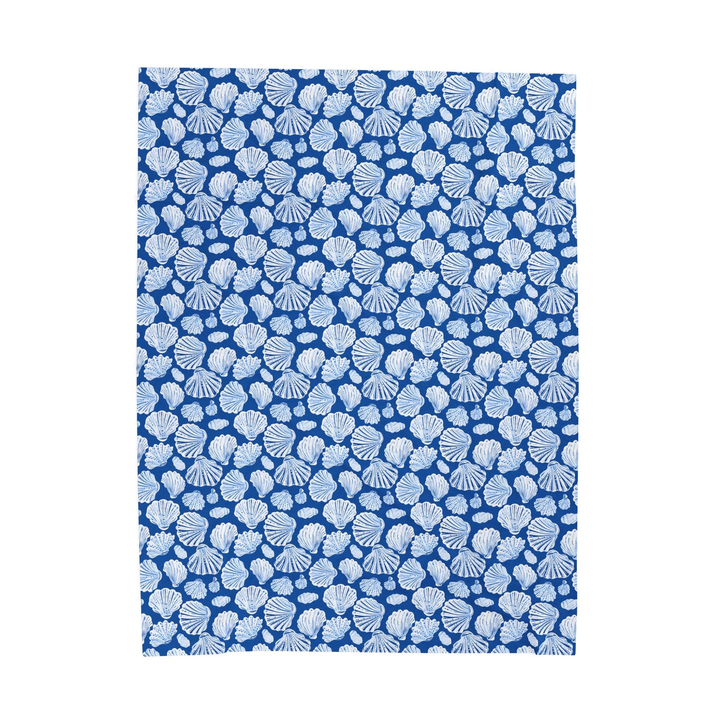Seashell Blue Velveteen Plush Blanket — Coastal Nautical Throw
