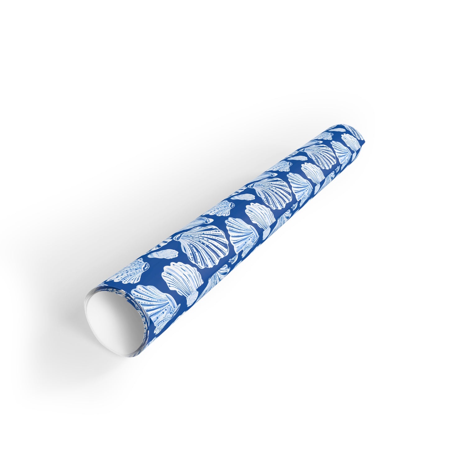 Seashell Pattern Gift Wrap Roll — Blue Coastal Wrapping Paper