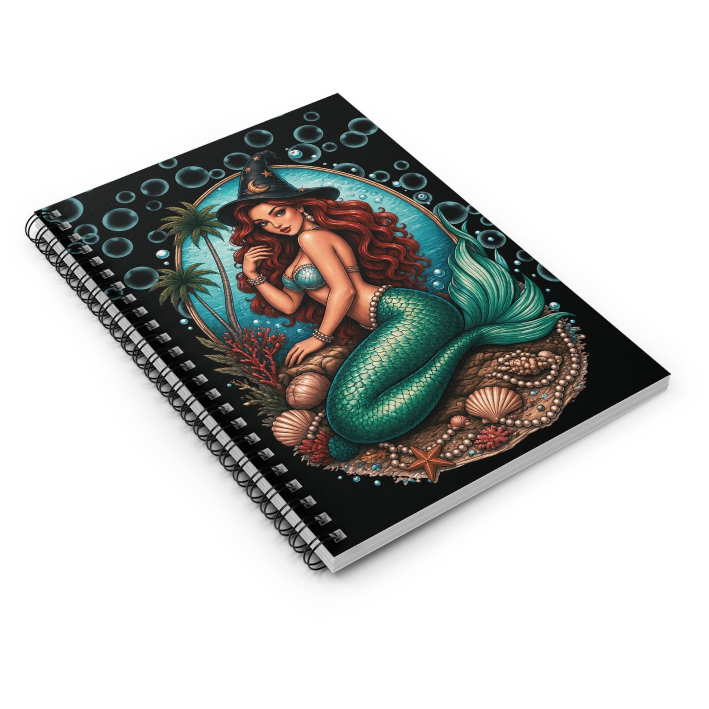 Halloween Mermaid Witch Spiral Notebook - Ruled Line
