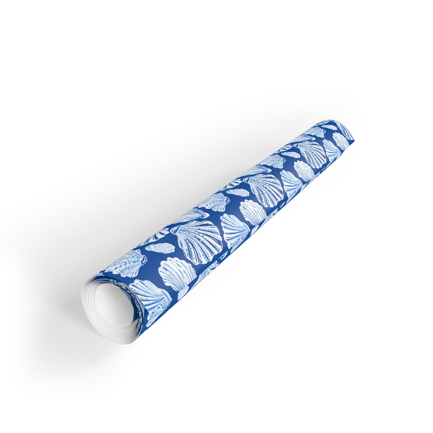 Seashell Pattern Gift Wrap Roll — Blue Coastal Wrapping Paper