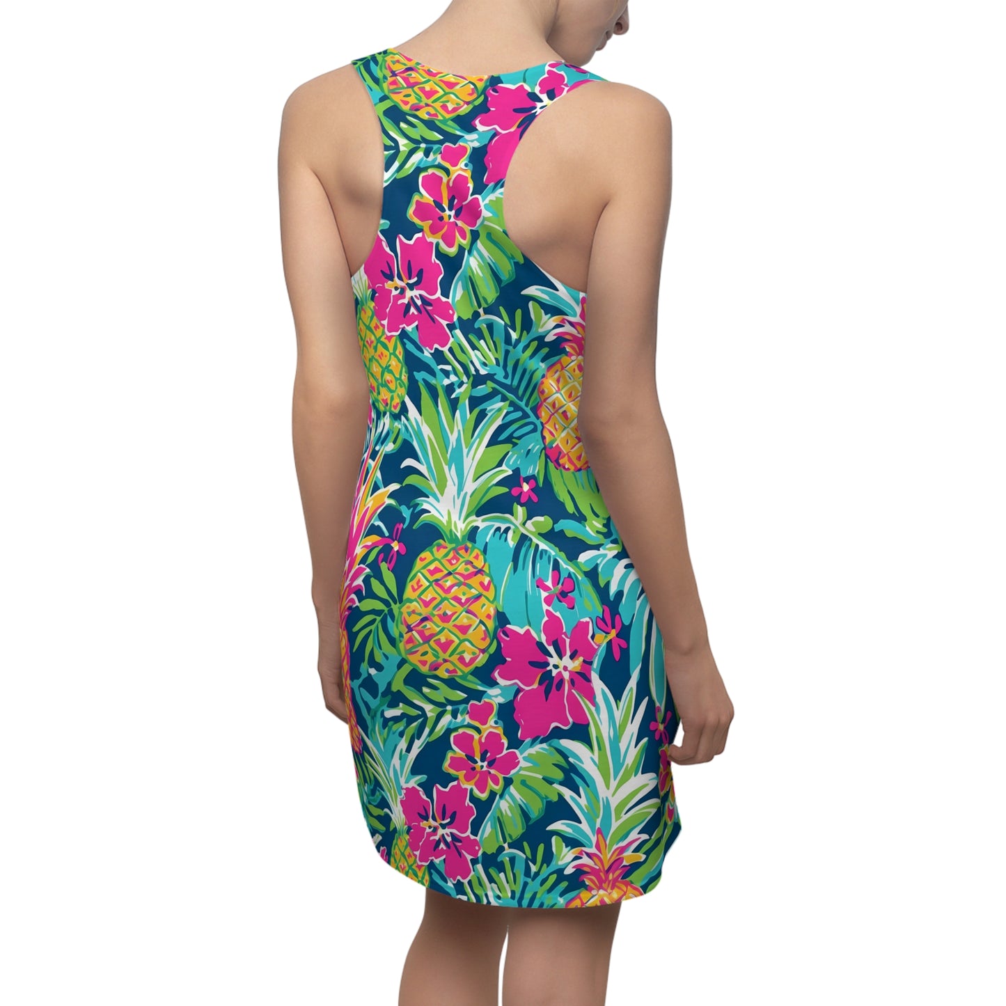 Women’s Tropical Floral Pineapple Racerback Summer Dress