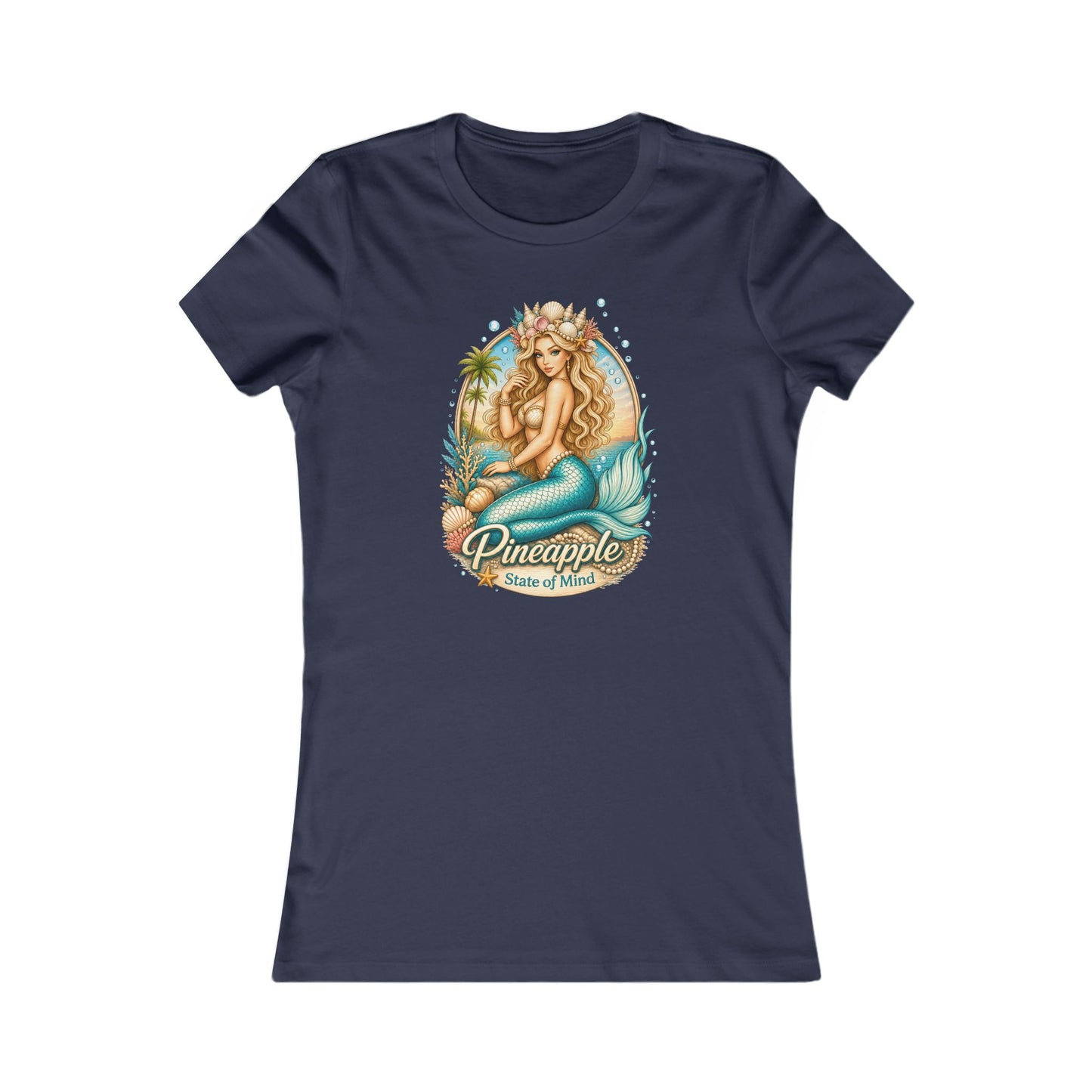 Women's Slim Fit Tee — Pineapple Mermaid Vintage Tropical Graphic