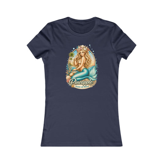 Women's Slim Fit Tee — Pineapple Mermaid Vintage Tropical Graphic