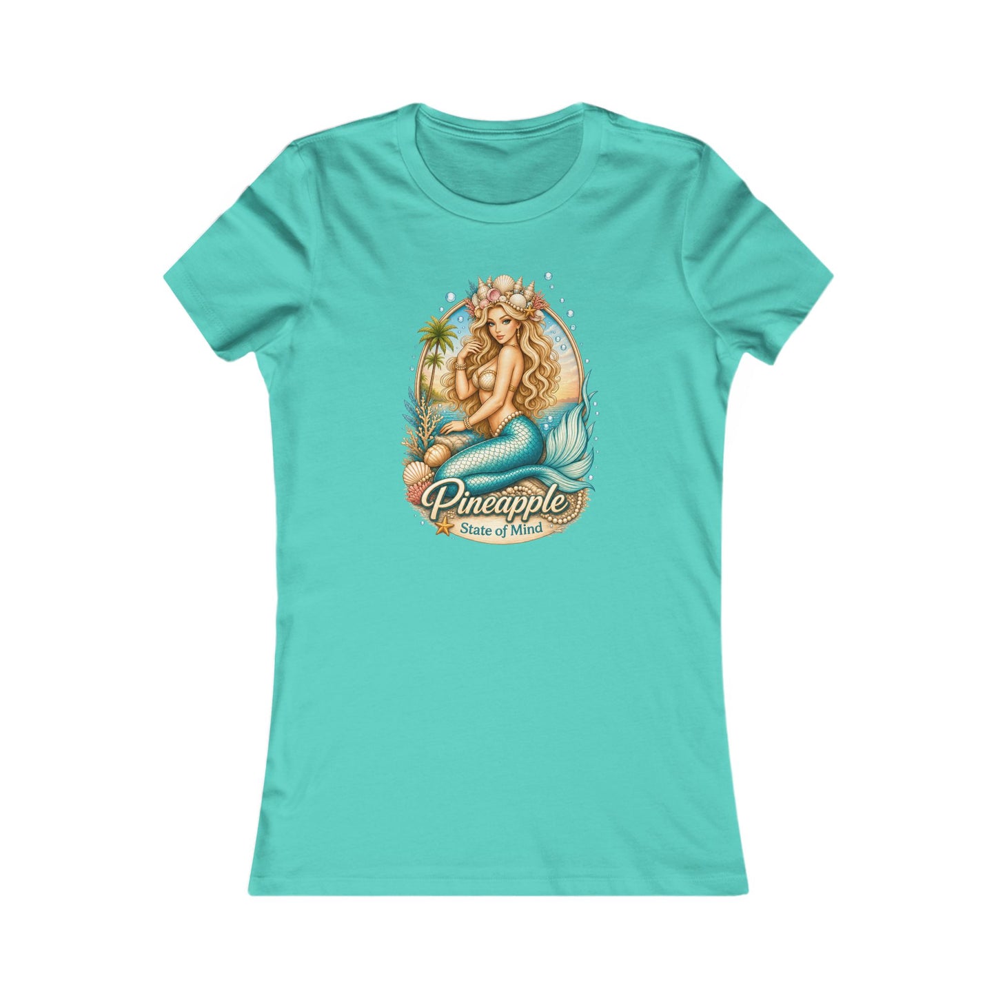 Women's Slim Fit Tee — Pineapple Mermaid Vintage Tropical Graphic