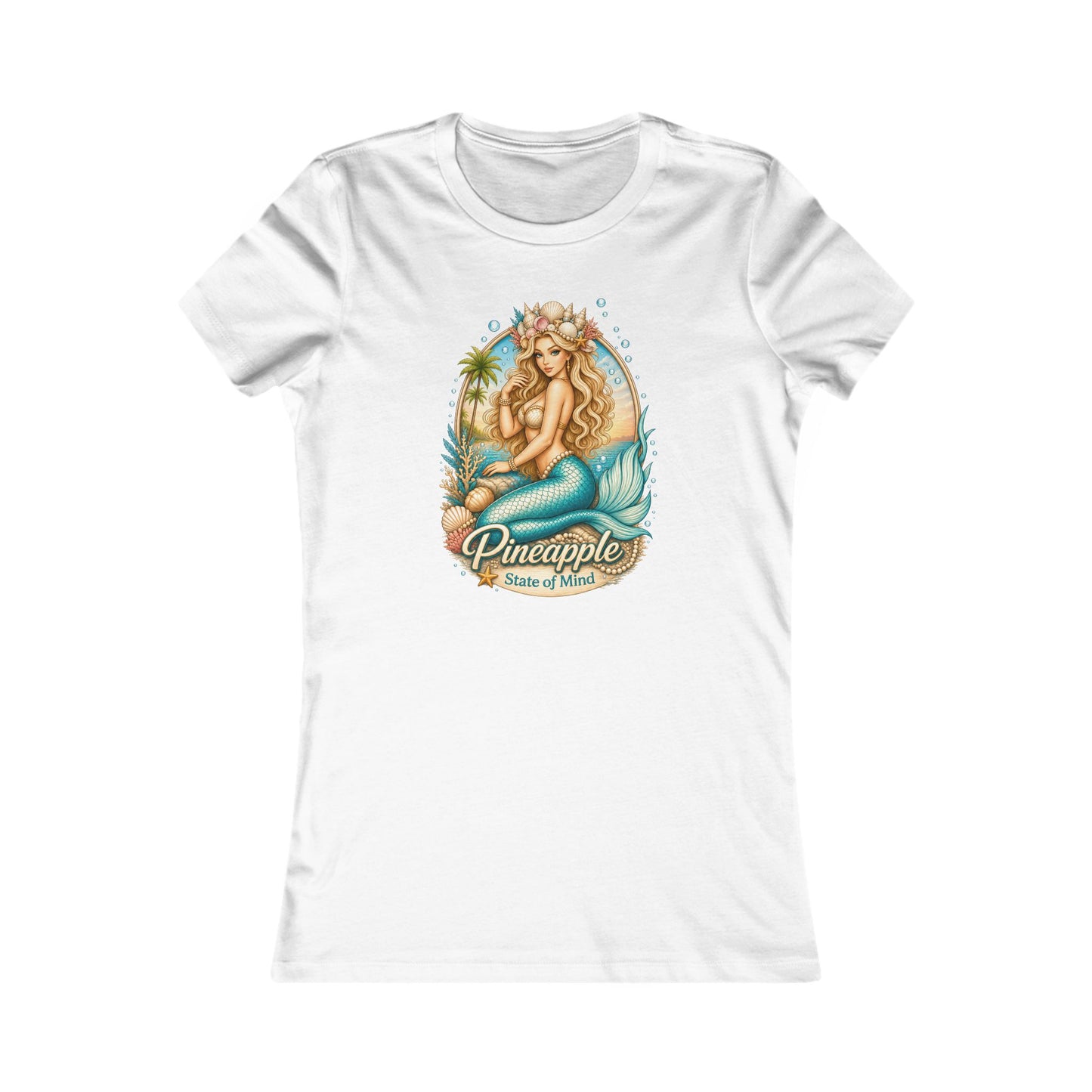 Women's Slim Fit Tee — Pineapple Mermaid Vintage Tropical Graphic