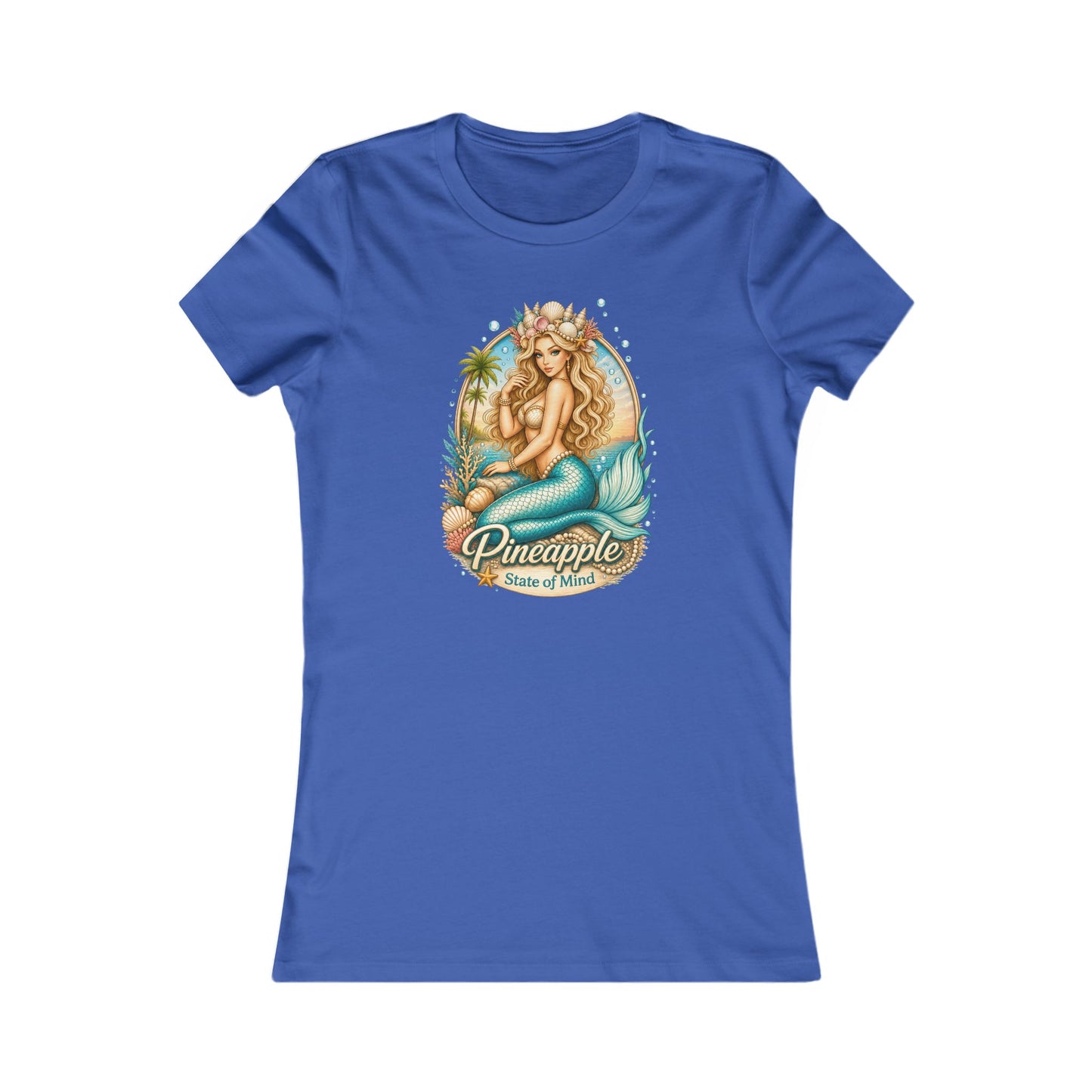 Women's Slim Fit Tee — Pineapple Mermaid Vintage Tropical Graphic