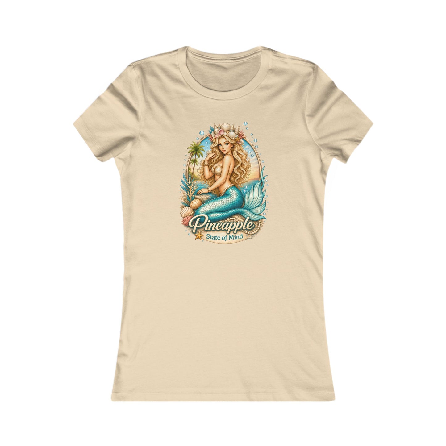 Women's Slim Fit Tee — Pineapple Mermaid Vintage Tropical Graphic