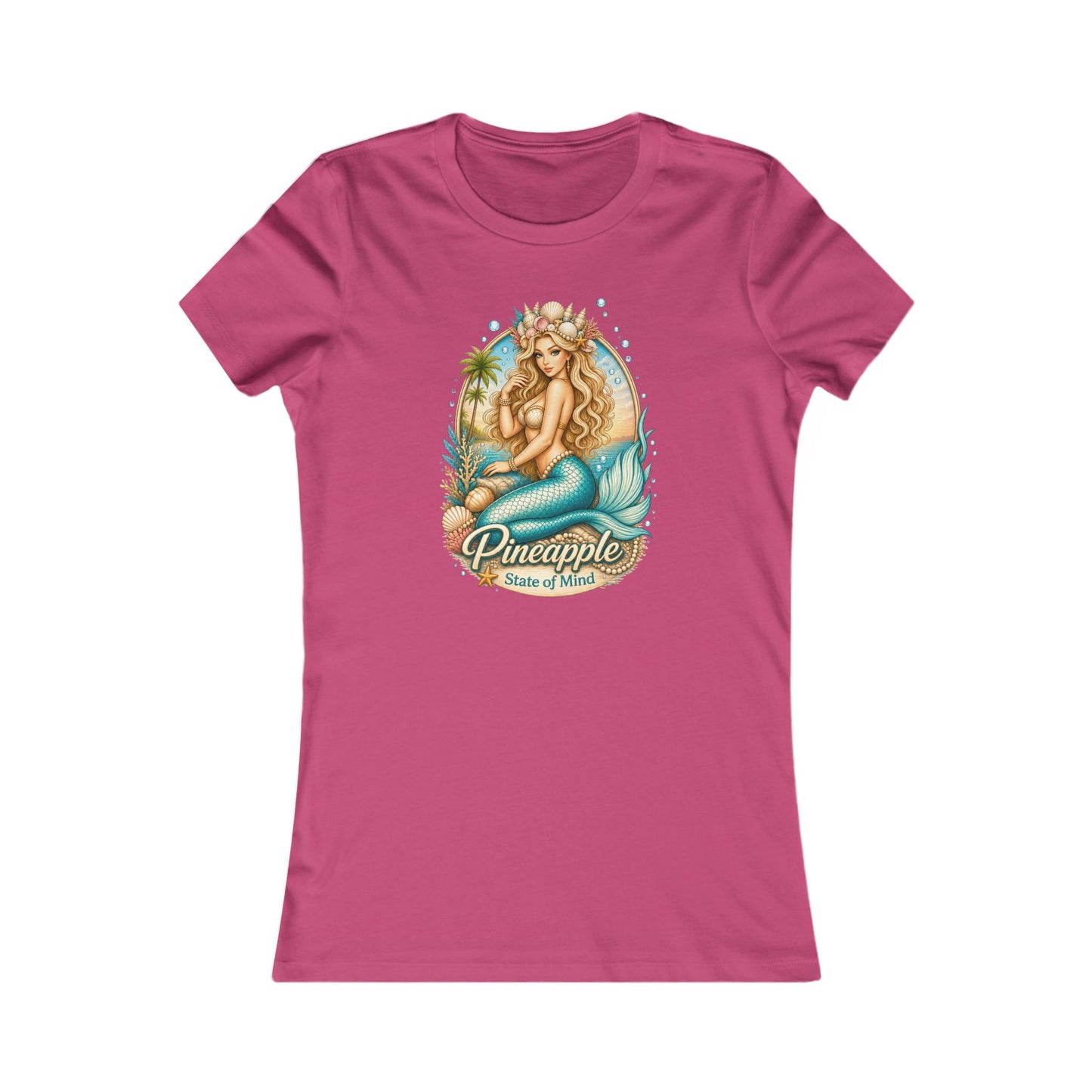 Women's Slim Fit Tee — Pineapple Mermaid Vintage Tropical Graphic