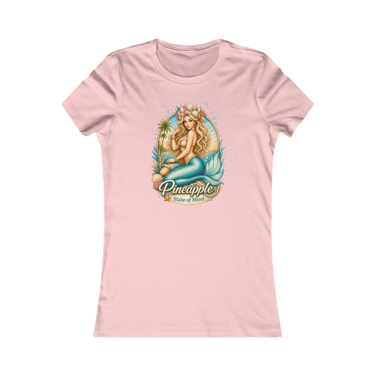 Women's Slim Fit Tee — Pineapple Mermaid Vintage Tropical Graphic