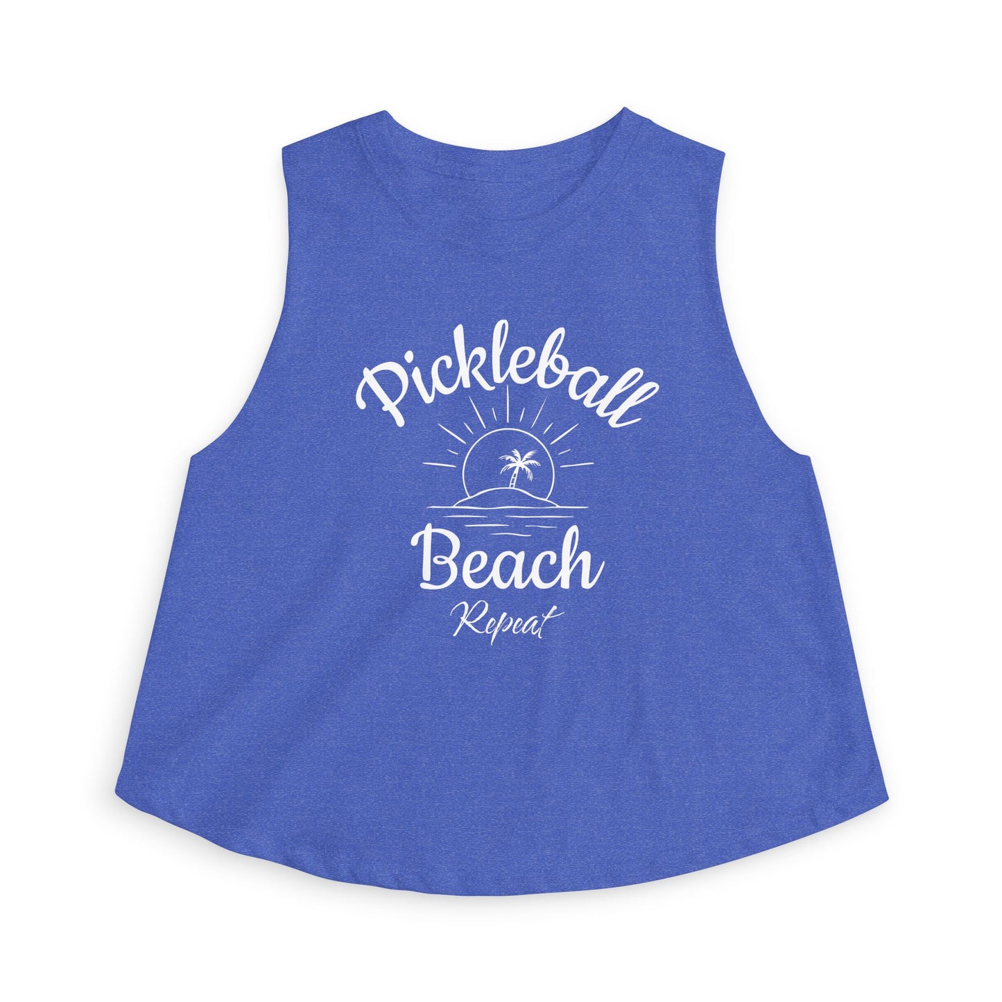 Pickleball Beach Crop Top — "Pickleball Beach Repeat" Women's Sleeveless Tank