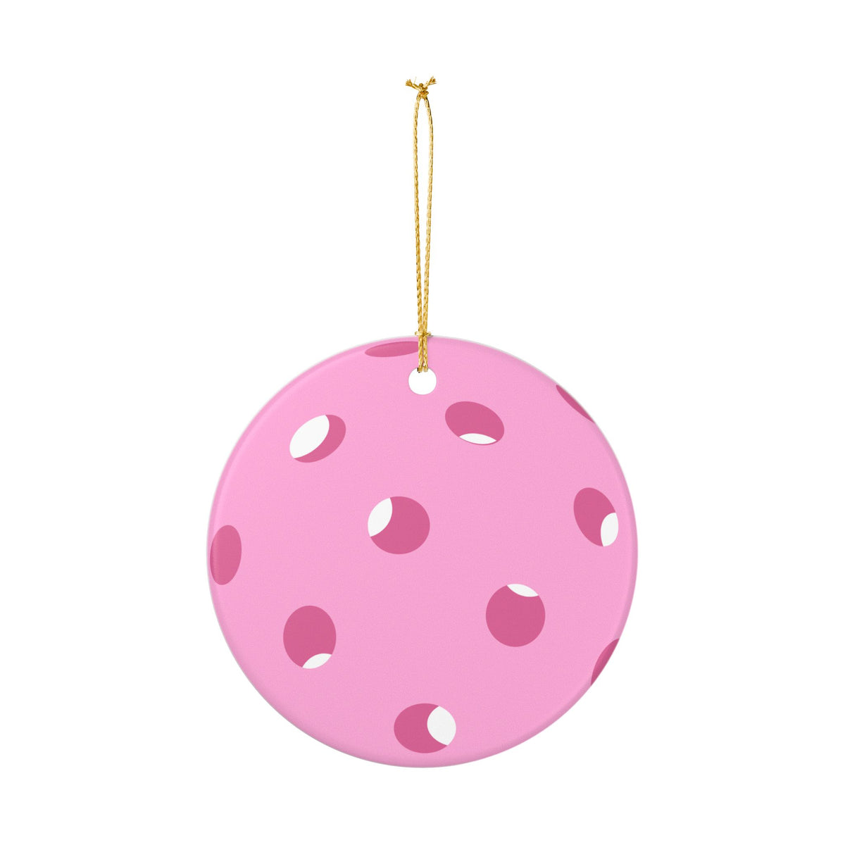 Pink Pickleball Ceramic Ornament — Cute Pickleball Friends Gift, Holiday Christmas Decoration