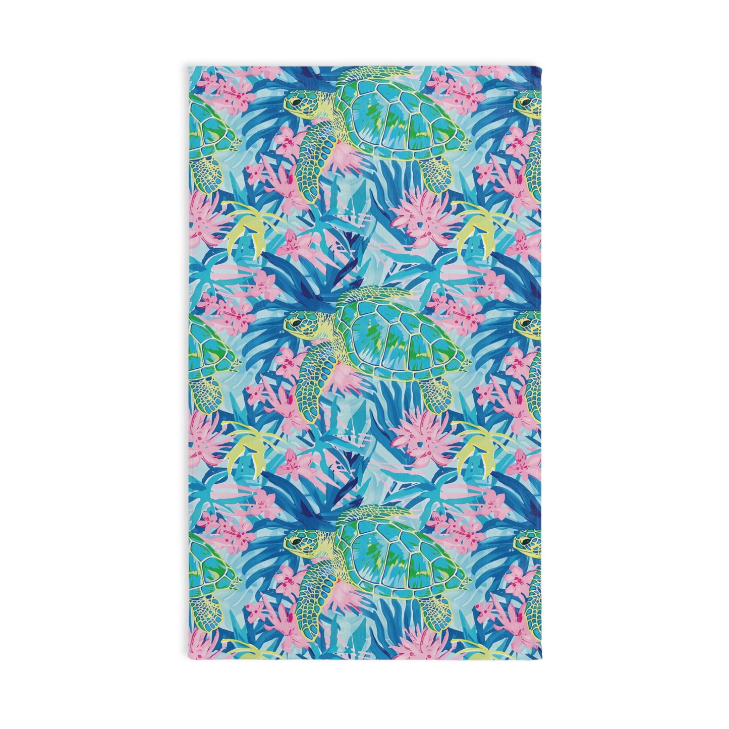 Tropical Turtle Hand Towel - Bright Sea Life Decor, Kitchen, Bathroom, Gift for Beach Lovers, Nautical Home Accent