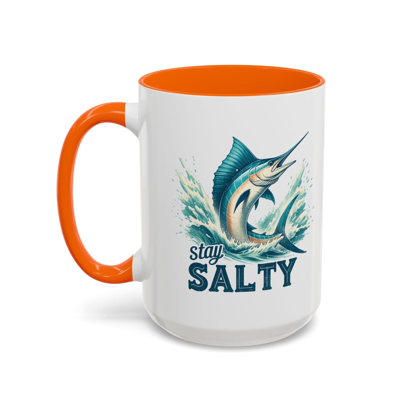 Stay Salty Swordfish Ceramic Coffee Mug 15oz, Fishing, Fisherman Mug Cup