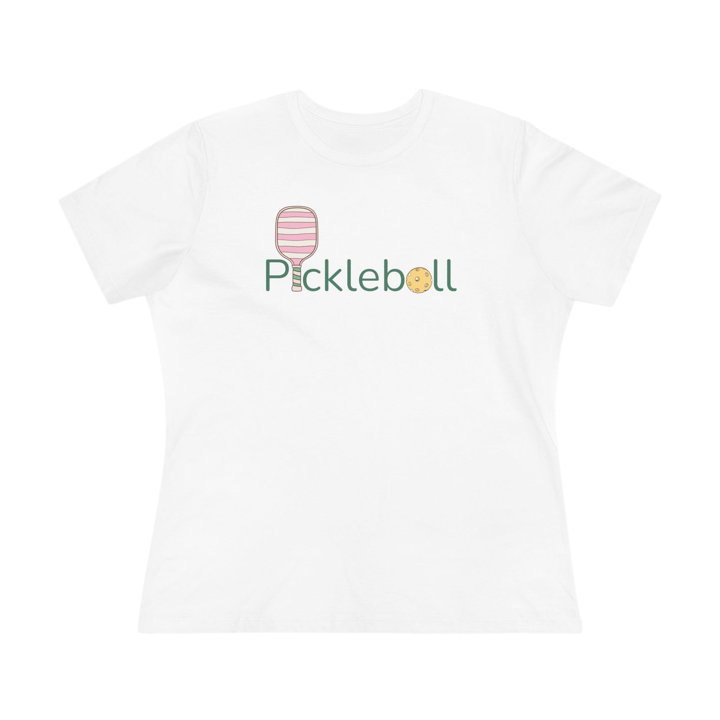 Cute Pickleball Women's Cotton Tee — Pastel Paddle & Ball Graphic