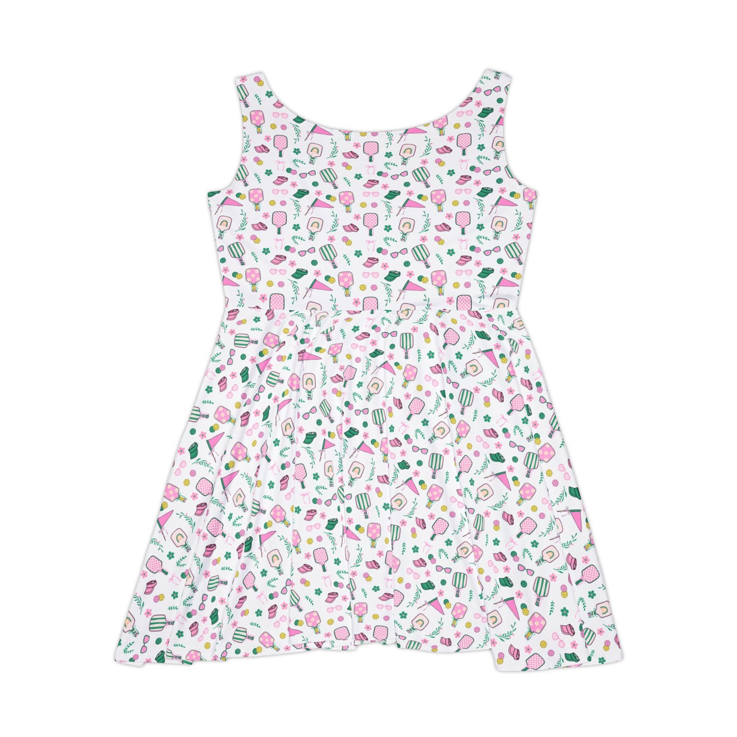 Preppy Pink Pickle ball Women's Skater Dress - Cute Pastel All-Over Print