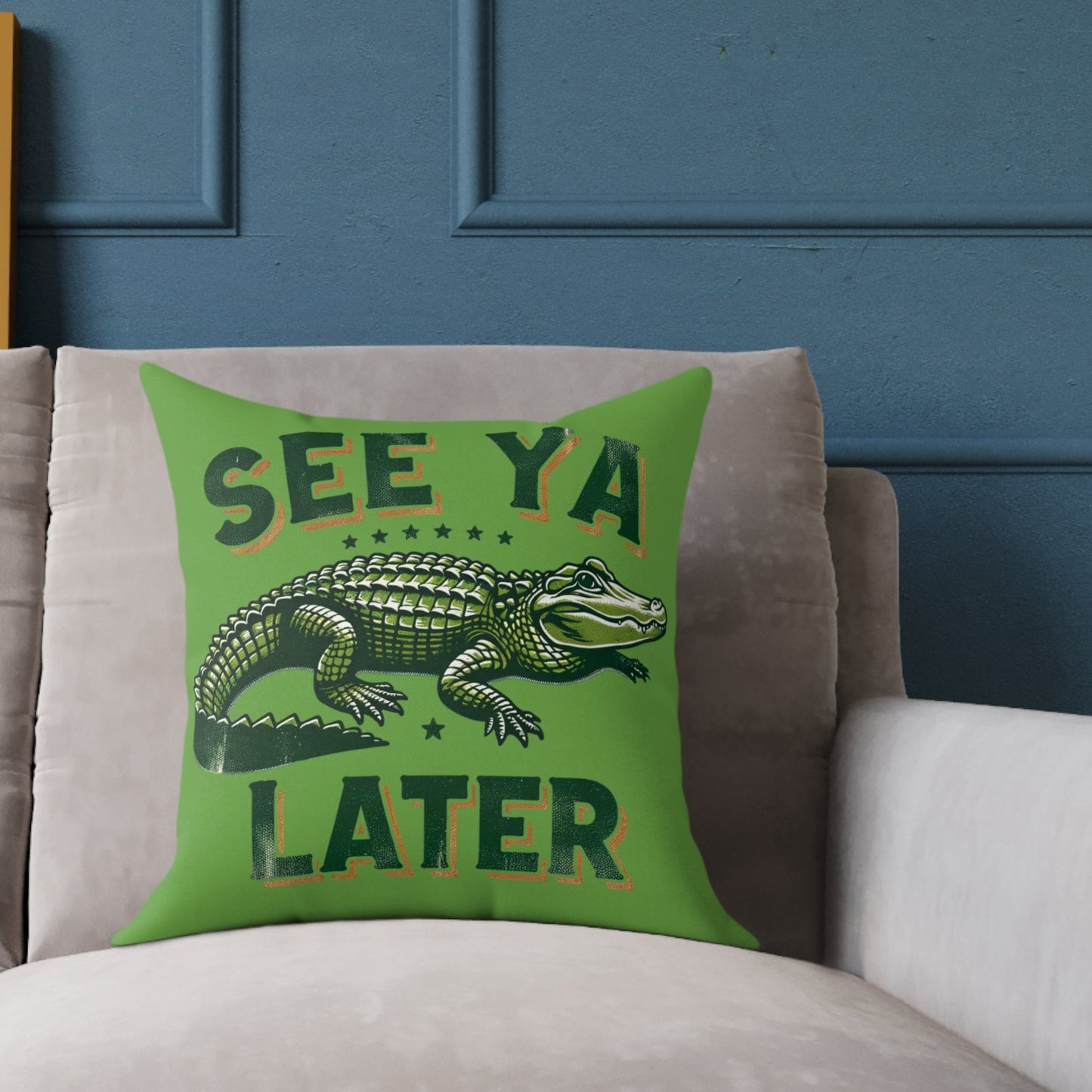 Alligator 'See Ya Later' Square Pillow