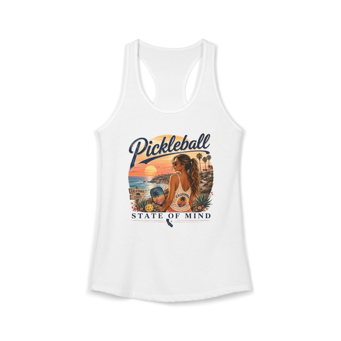 California State Pickleball State of Mind Women's Racerback Tank Top