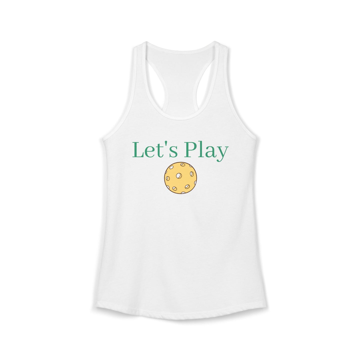 Women's Pickleball Graphic Racerback Tank Lets Play Cotton Blend Top