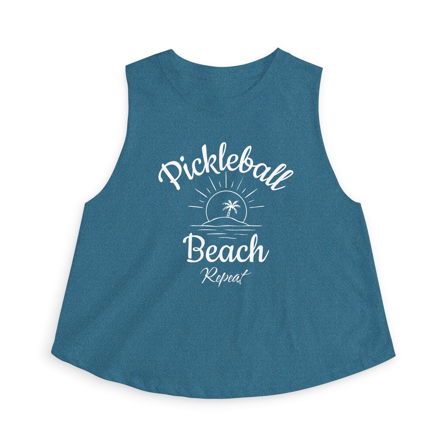 Pickleball Beach Crop Top — "Pickleball Beach Repeat" Women's Sleeveless Tank