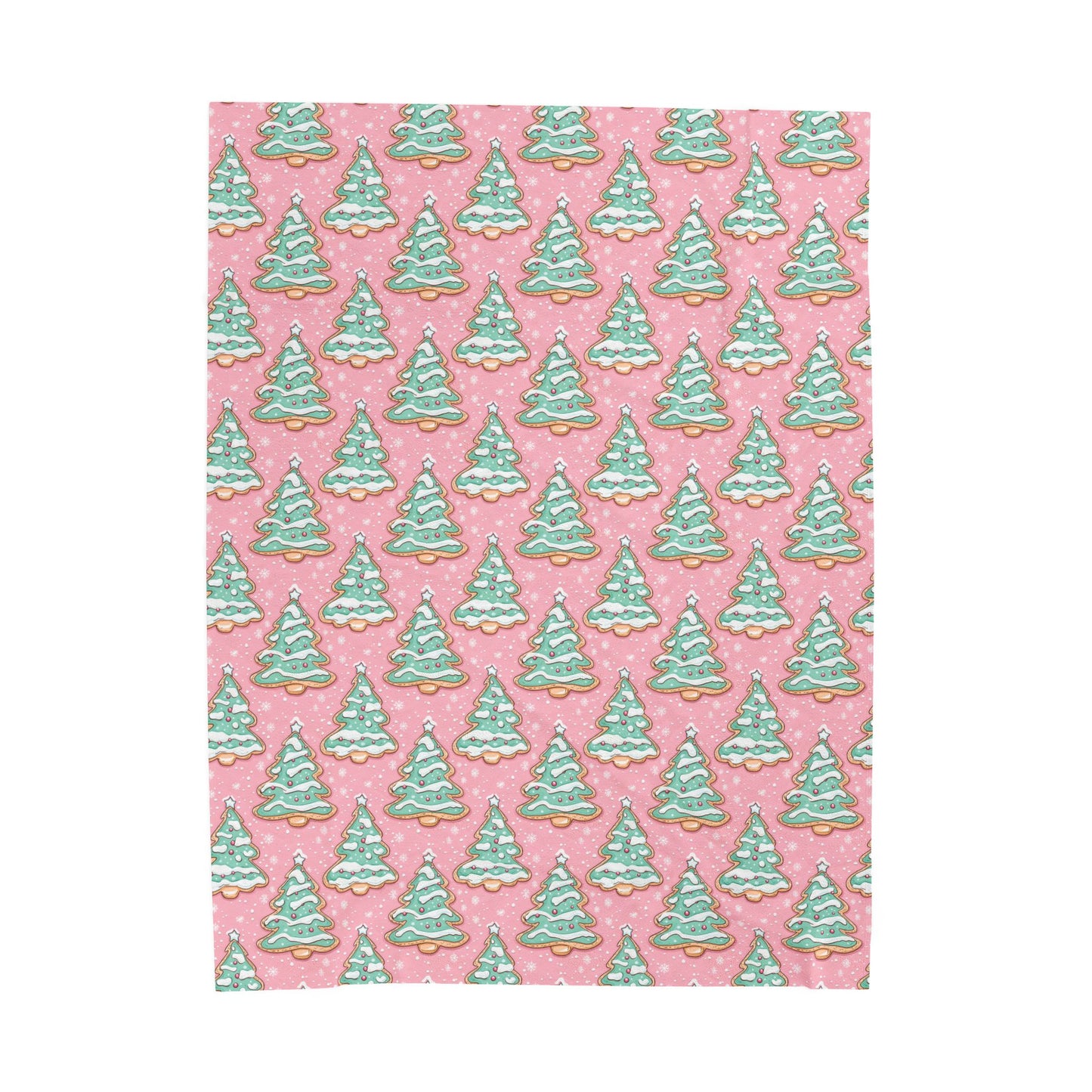 Christmas Tree Cookie Velveteen Blanket — Pink Holiday Plush Throw Decor