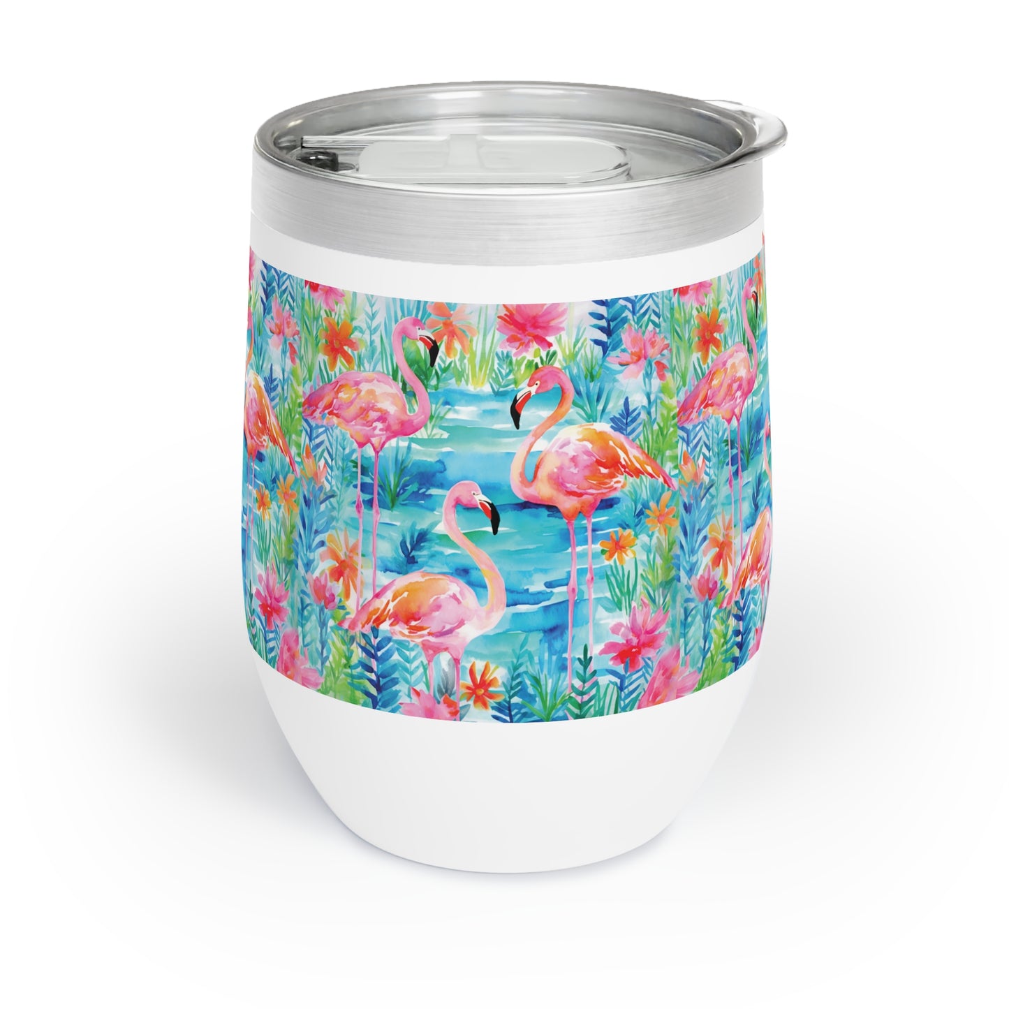 Fun Summer Drinkware, with Tropical Flamingo Design, Perfect for Beach Days, Personalized Gift, Wine Lover's Essential, Floral [...]