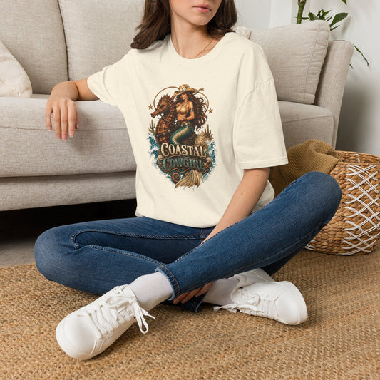 Coastal Cowgirl Mermaid T-Shirt — Western Beach Sea Horse Graphic Tee