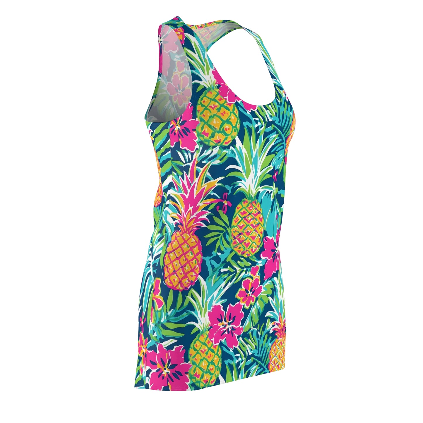 Women’s Tropical Floral Pineapple Racerback Summer Dress