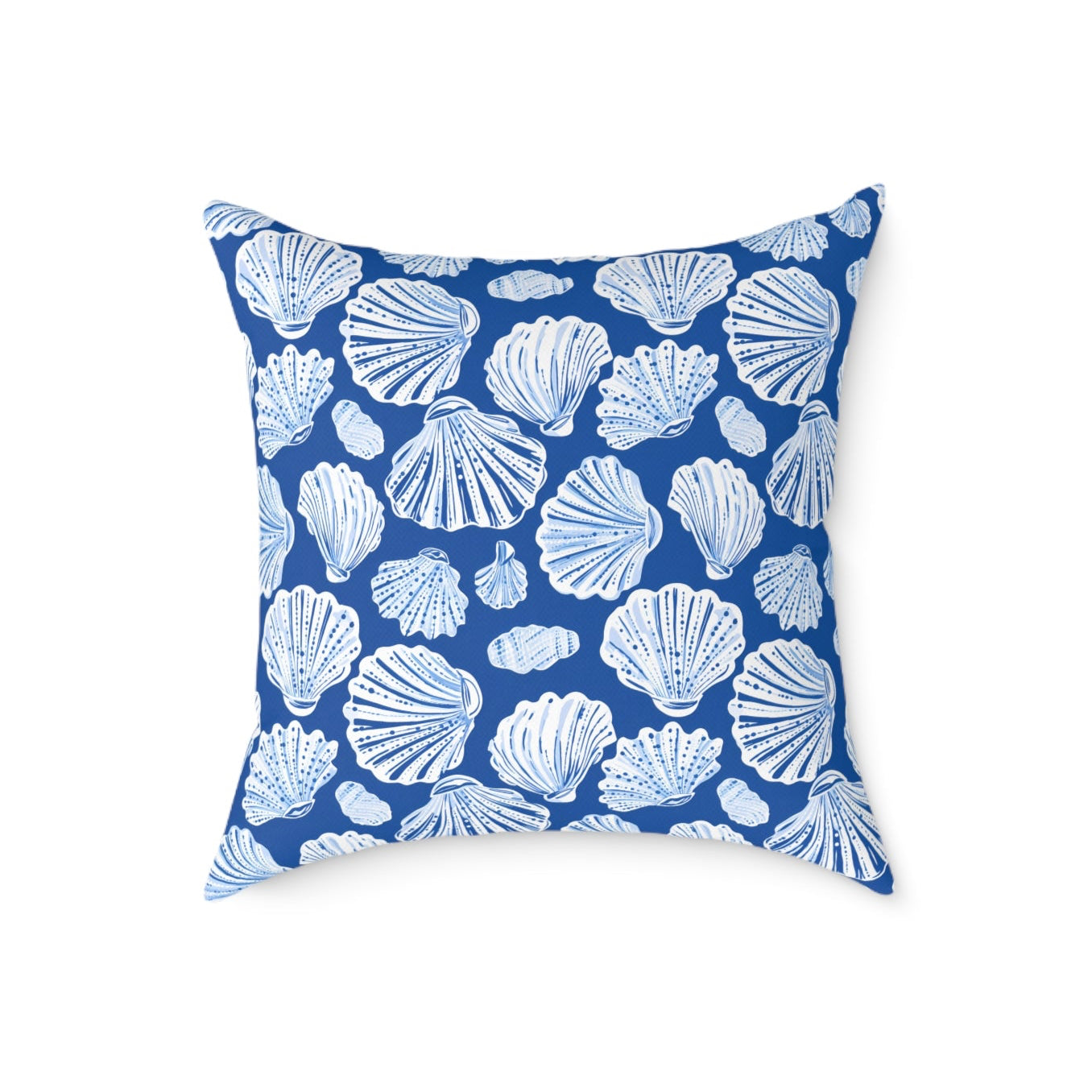 Nautical Blue Shell Pattern Square Throw Pillow