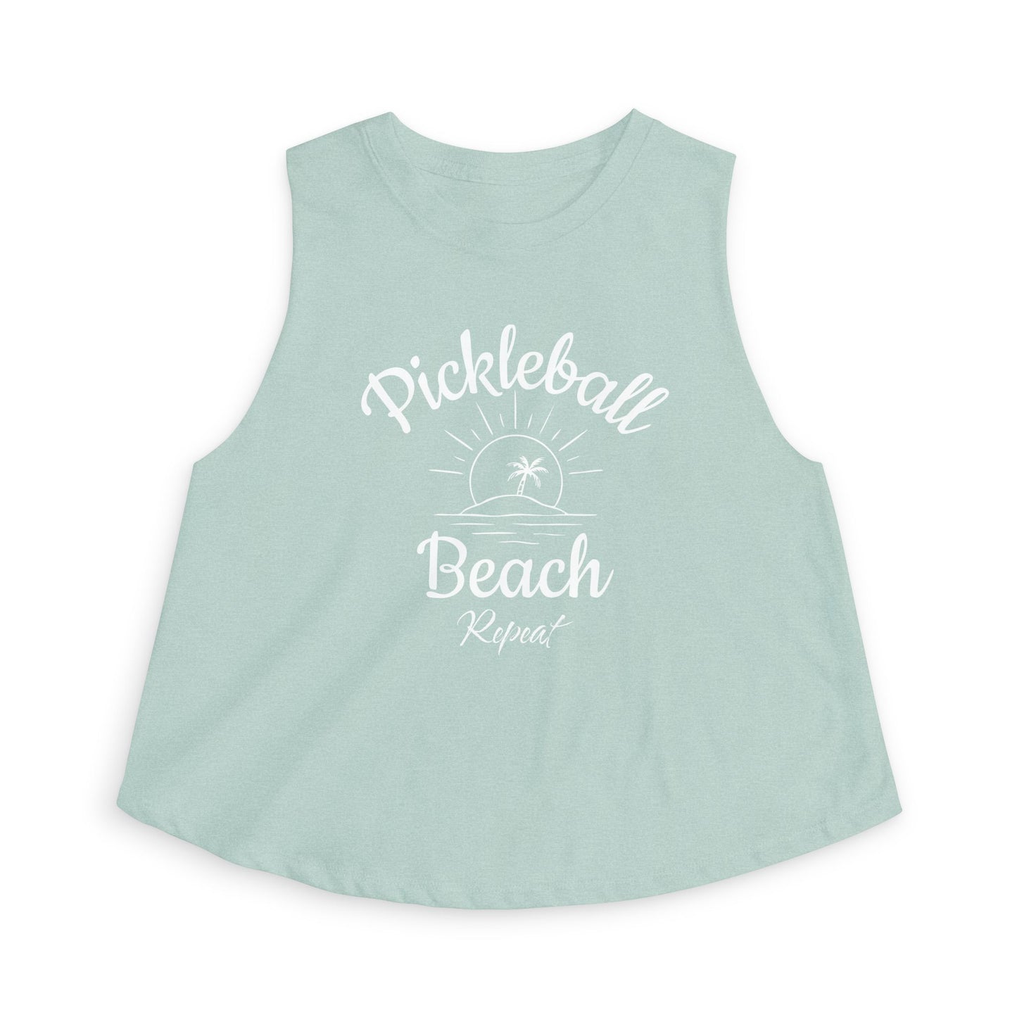 Pickleball Beach Crop Top — "Pickleball Beach Repeat" Women's Sleeveless Tank