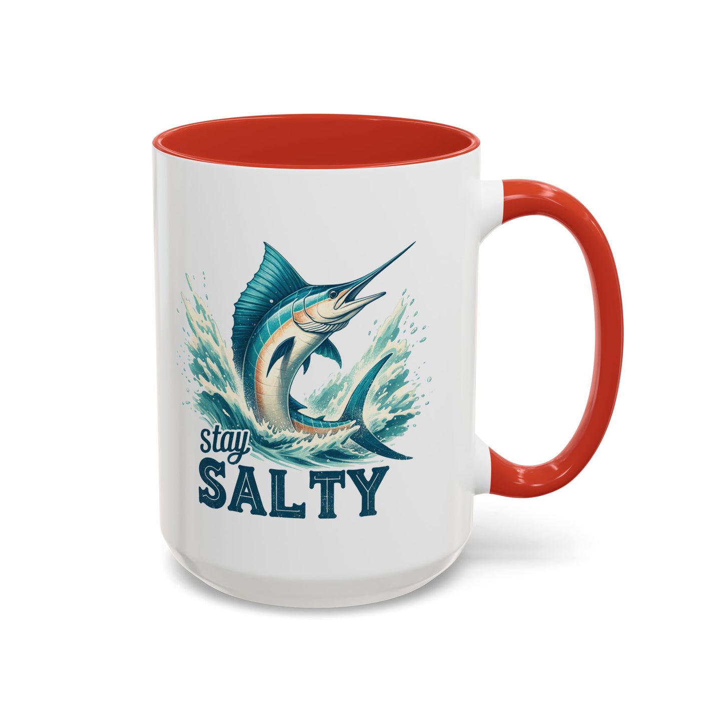 Stay Salty Swordfish Ceramic Coffee Mug 15oz, Fishing, Fisherman Mug Cup
