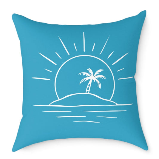 Tropical Sunset Palm Square Pillow — Beach Vibes Decorative Throw Pillow