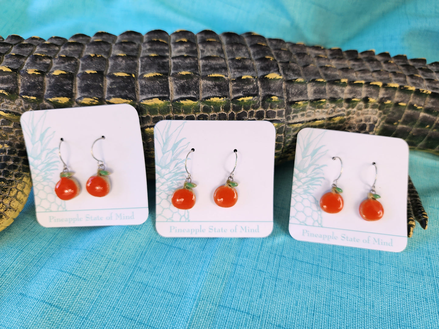 Orange Fruit Shaped Ceramic Earrings