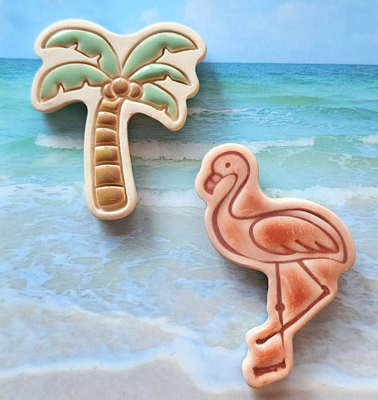 Flamingo Palm Tree Magnet Set