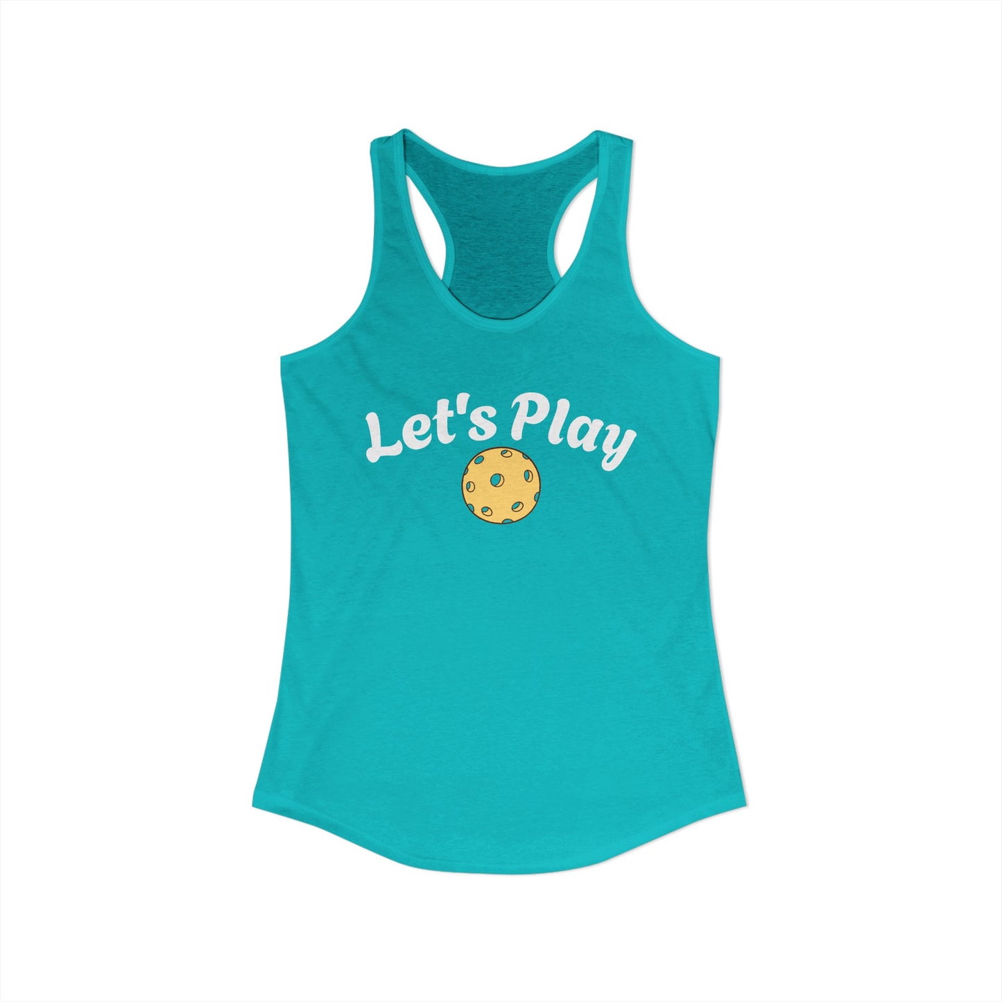 Women's Pickleball Graphic Racerback Tank Lets Play Cotton Blend Top