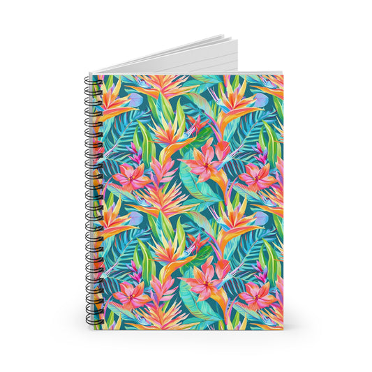Tropical Floral Spiral Notebook — Ruled Lined Journal for Notes & Planning