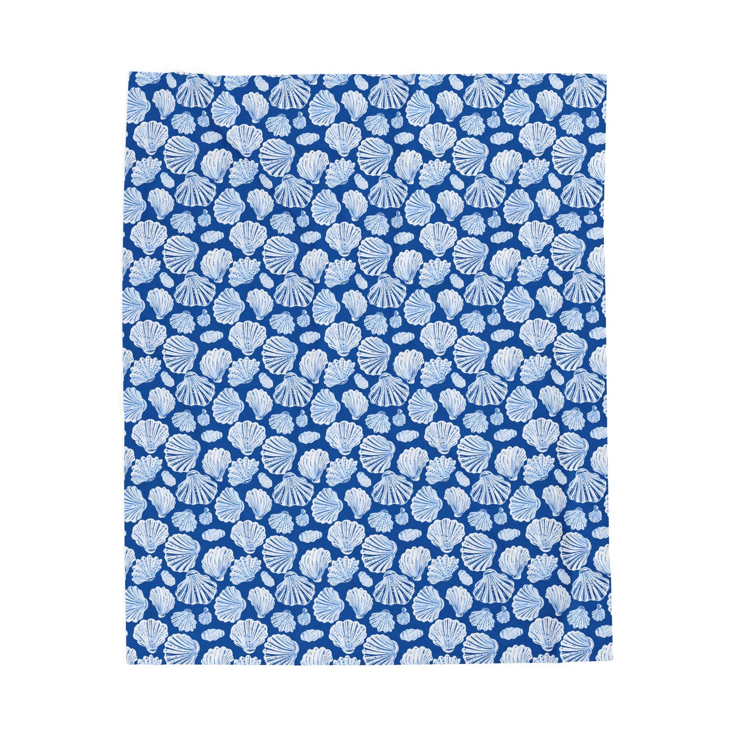 Seashell Blue Velveteen Plush Blanket — Coastal Nautical Throw