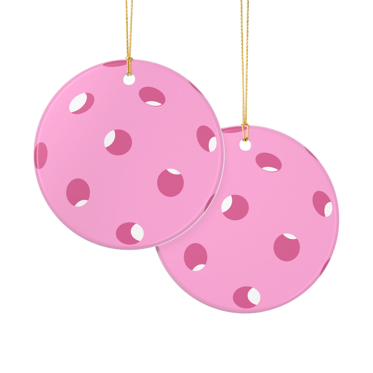 Pink Pickleball Ceramic Ornament — Cute Pickleball Friends Gift, Holiday Christmas Decoration