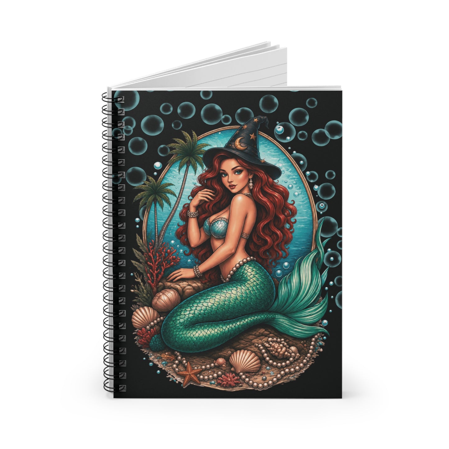 Halloween Mermaid Witch Spiral Notebook - Ruled Line