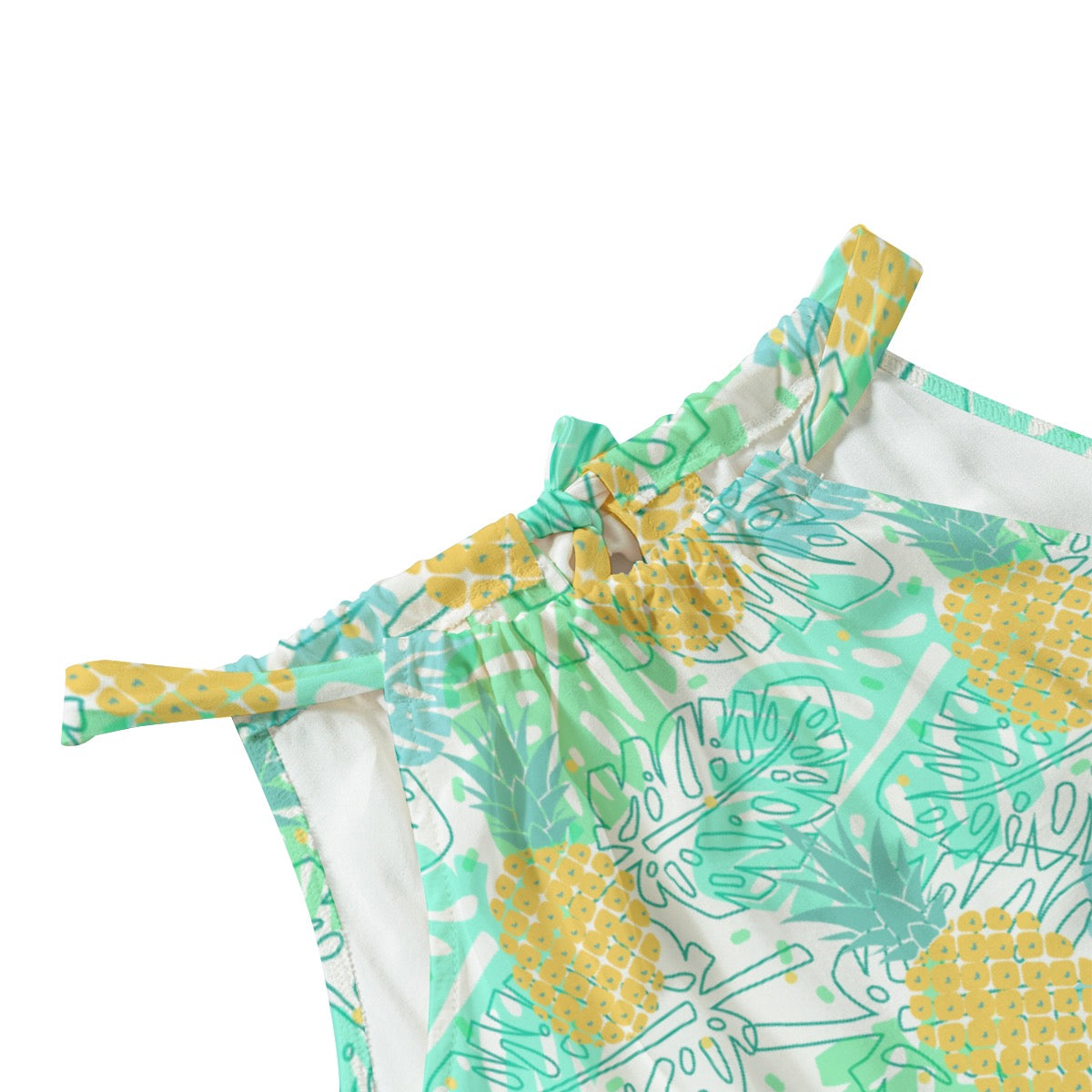 Pineapple Print Women's Halter Summer Dress | Rayon