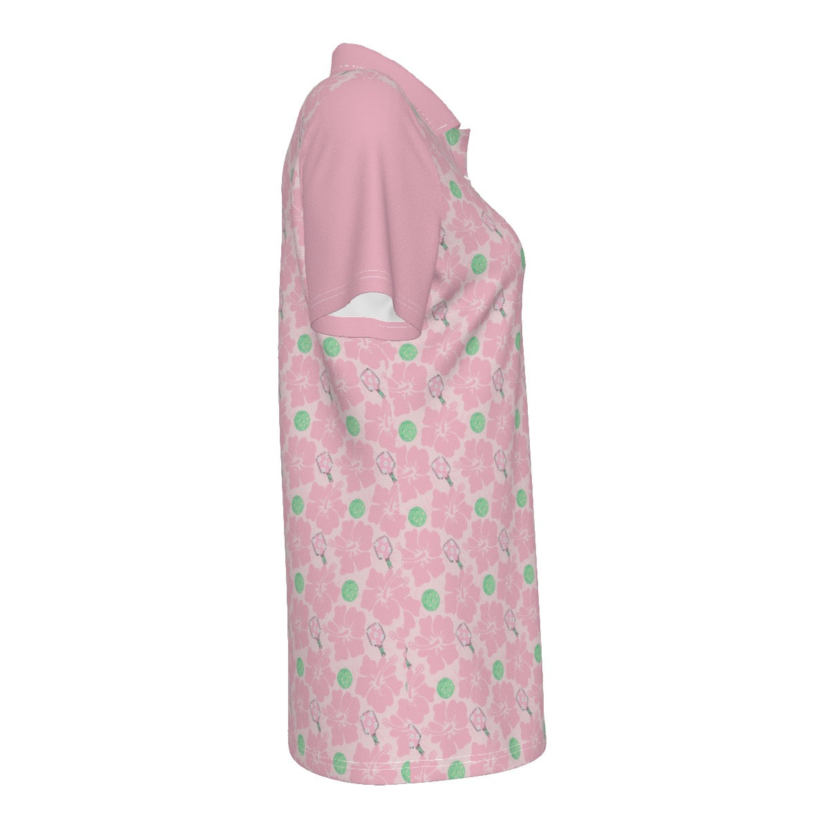 Pink and Mint Green Floral Pickleball Women's UV Protection POLO Shirt