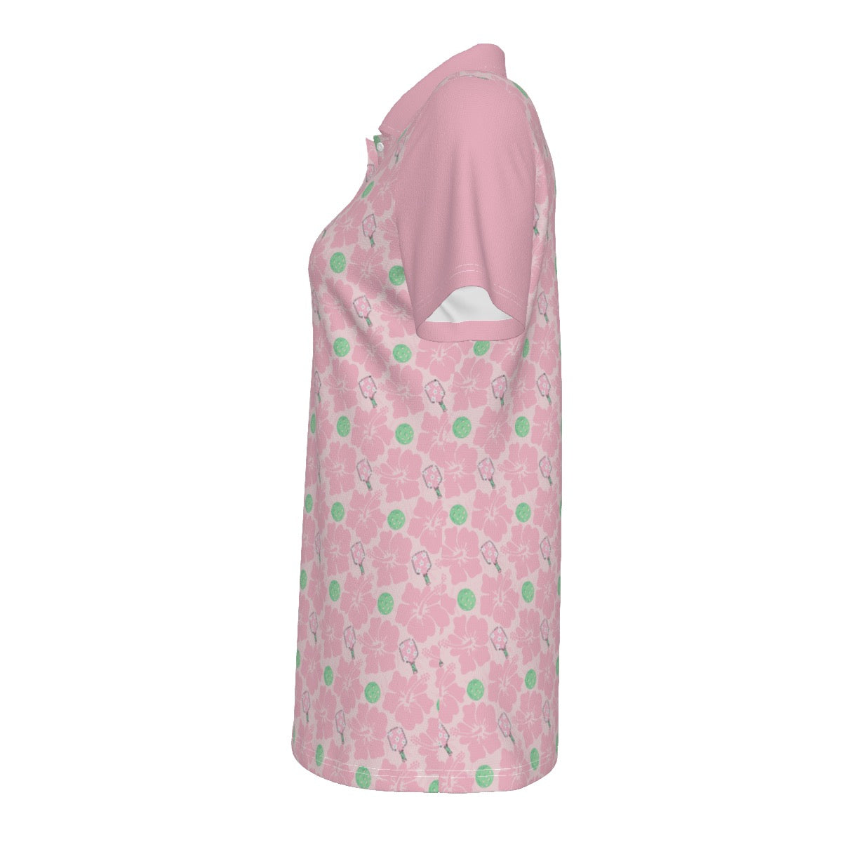 Pink and Mint Green Floral Pickleball Women's UV Protection POLO Shirt