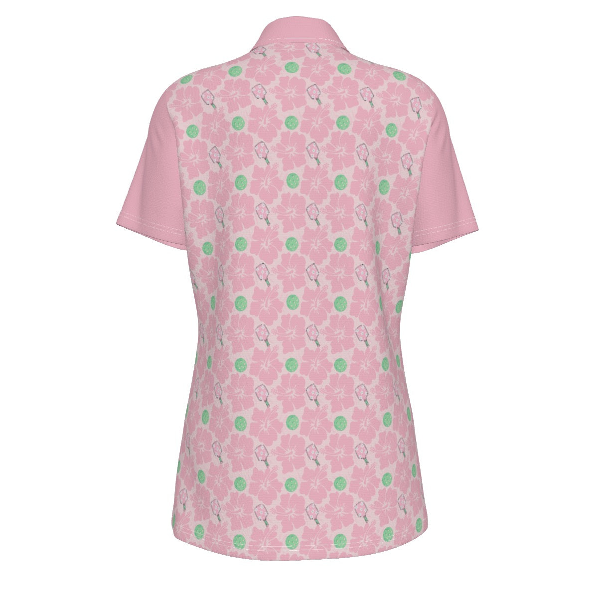 Pink and Mint Green Floral Pickleball Women's UV Protection POLO Shirt