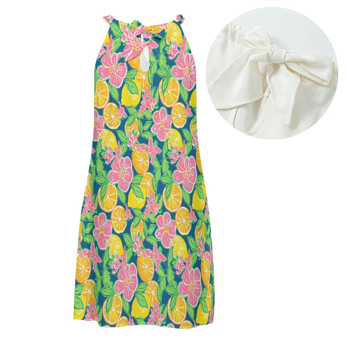 Fruit Print Women's Halter Dress | Rayon