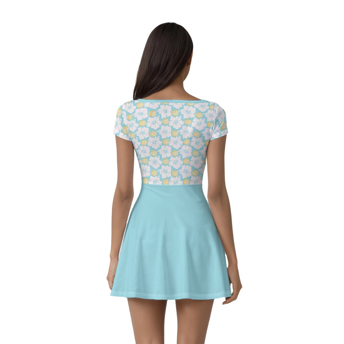 Aqua Blue Pickleball Print Women’s Athletic Dress With Built‑In Shorts