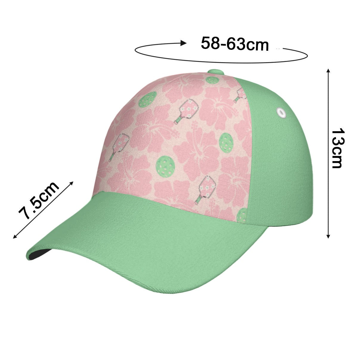 Pink and Green Pickleball Print Women's Hat Peaked Cap