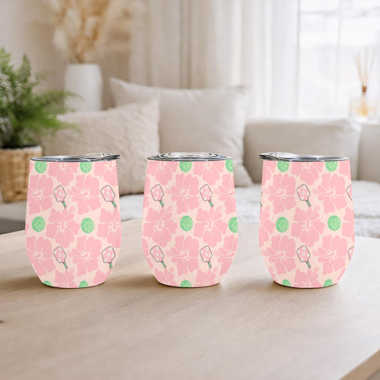 Pickleball Floral Stainless Steel Stemless Insulated Tumbler Printed in USA|12OZ