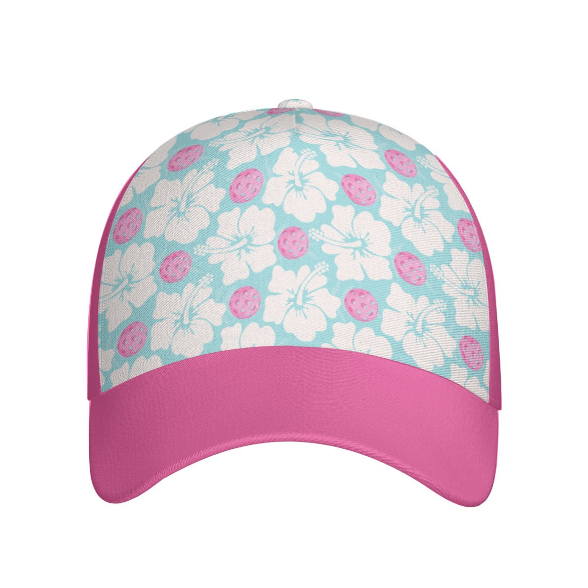 Floral Pink and Blue Pickleball Print Women’s Hat Cap